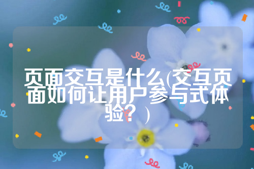 详细阅读:页面交互是什么(交互页面如何让用户参与式体验?) 页面交互是什么(交互页面如何让用户参与式体验?)