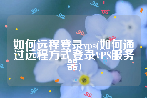 如何远程登录vps(如何通过远程方式登录VPS服务器)