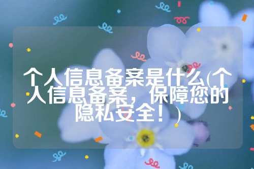 详细阅读:个人信息备案是什么(个人信息备案,保障您的隐私安全!) 个人信息备案是什么(个人信息备案,保障您的隐私安全!)